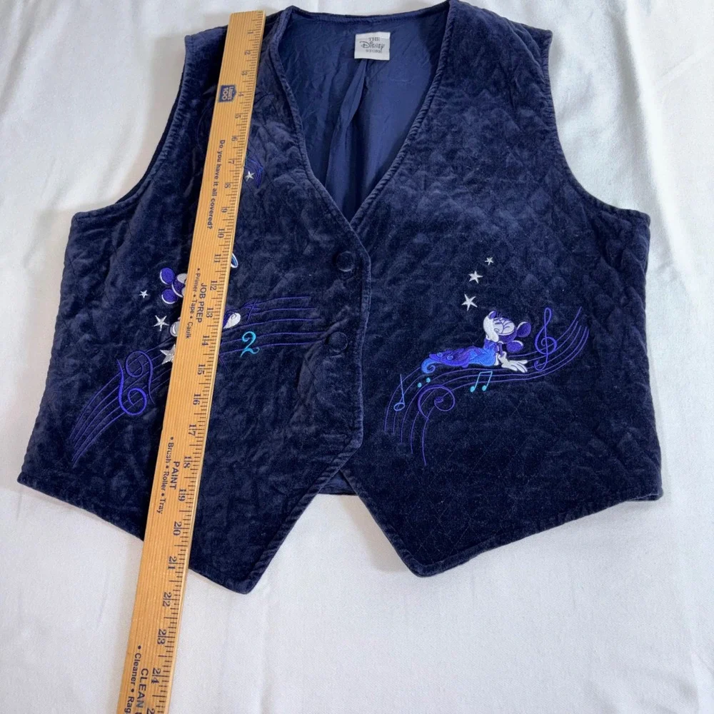 Disney Store Mickey Mouse Blues Club Vest XL Navy Blue Excellent Quilted Velvet